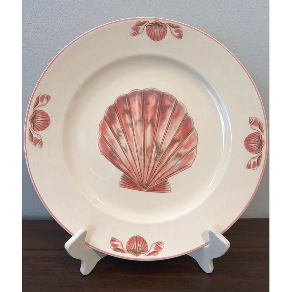 Sango Coquille 3034 Serving Platter Cream Pink Scallop Shell Coastal 12.5 inch